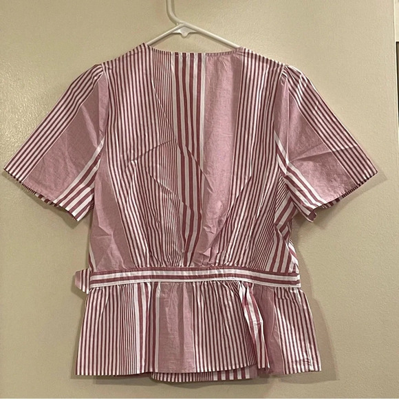 MADEWELL NWOT Ruffle Hem‎ Wrap Top in Stripe Mix - Picture 7 of 10